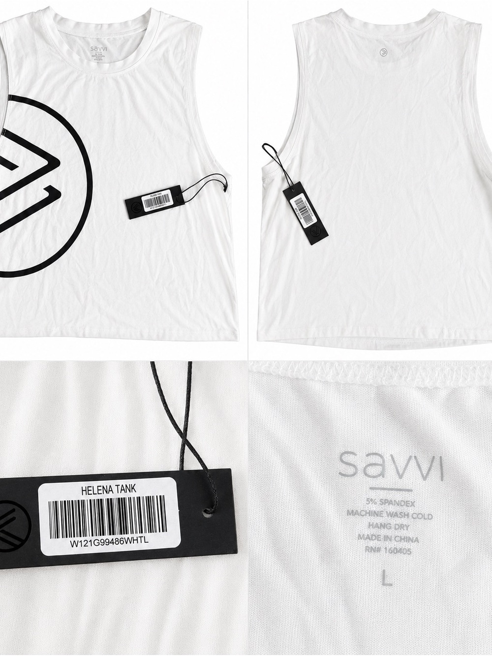 Savvi White Helena Tank Top - Sleeveless Women's Top